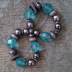 Hematite with green crystals bracelet